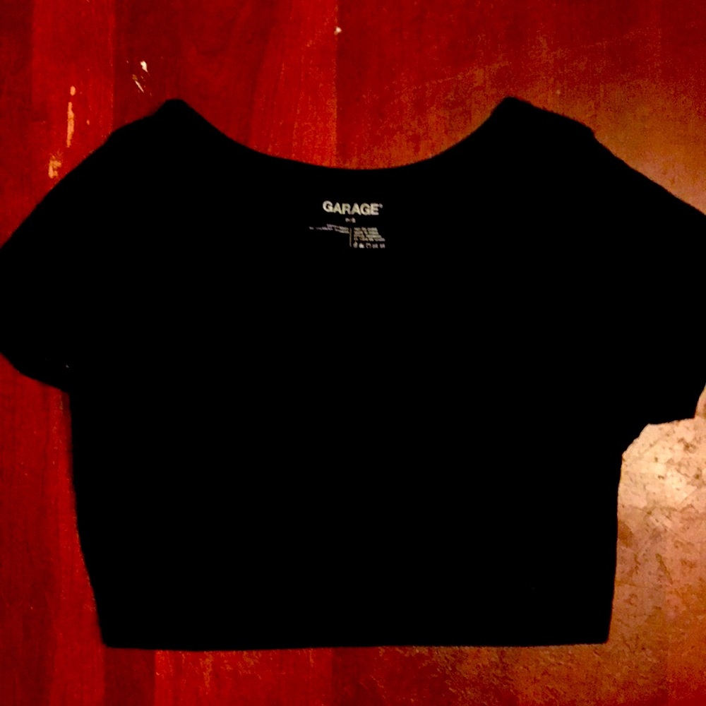 Garage black spandex crop top. Size small